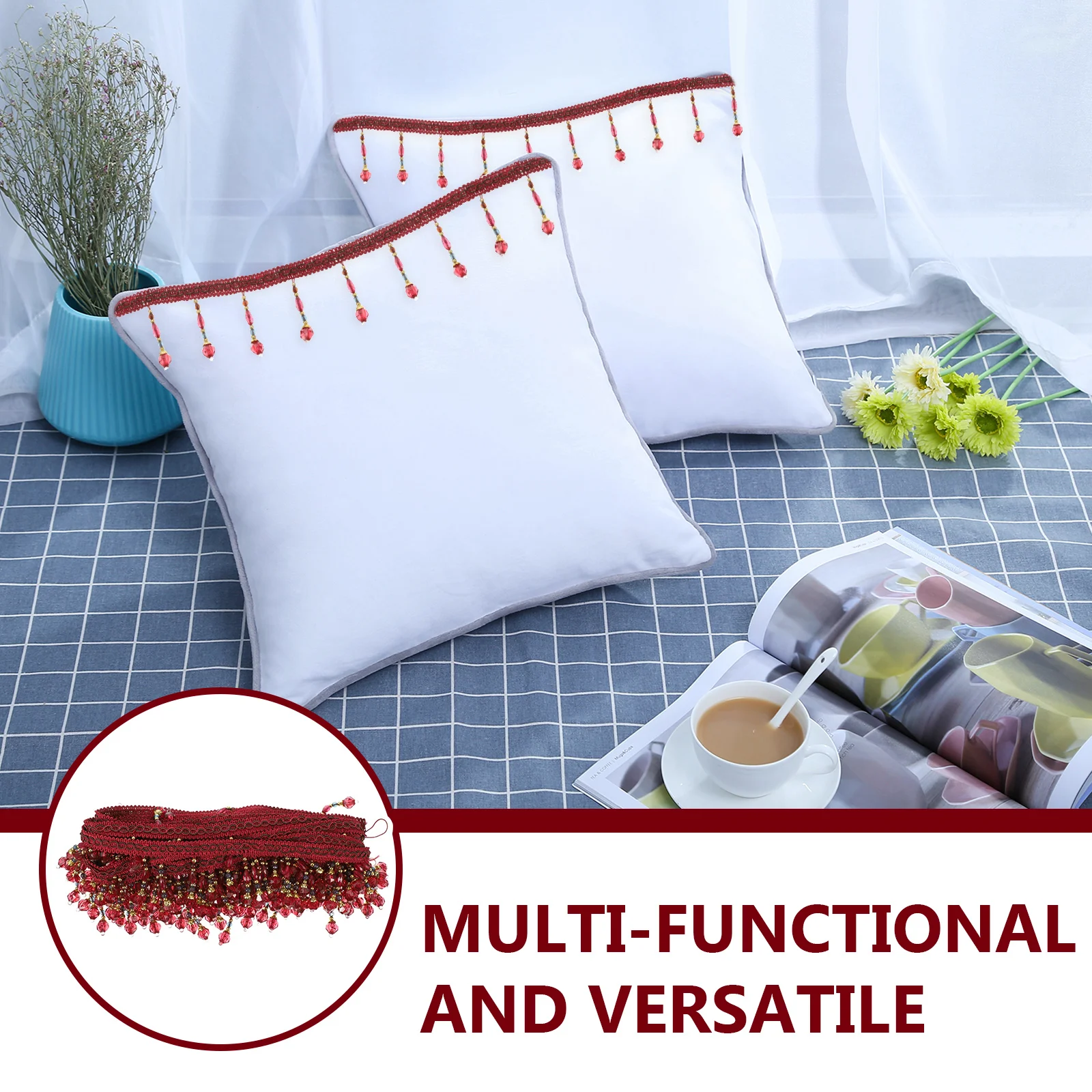 Polyester Beaded Fringe Trim Decorative Curtain Edging Tassel Sofa Fringe Accessory Bead Trim Decor Roman Blind Tape
Polyester Beaded Fringe Trim Decorative Curtain Edging Tassel Sofa Fringe Accessory Bead Trim Decor Roman Blind Tape
