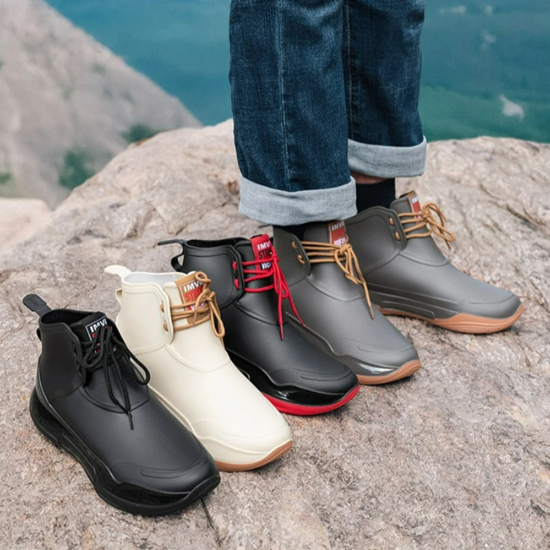 Men Rain Boots Outdoor Work Boots New Fashion Waterproof Fishing Shoes Platform Non-slip Rubber Shoes Lace-up Couple Rain Shoes
Men Rain Boots Outdoor Work Boots New Fashion Waterproof Fishing Shoes Platform Non-slip Rubber Shoes Lace-up Couple Rain Shoes