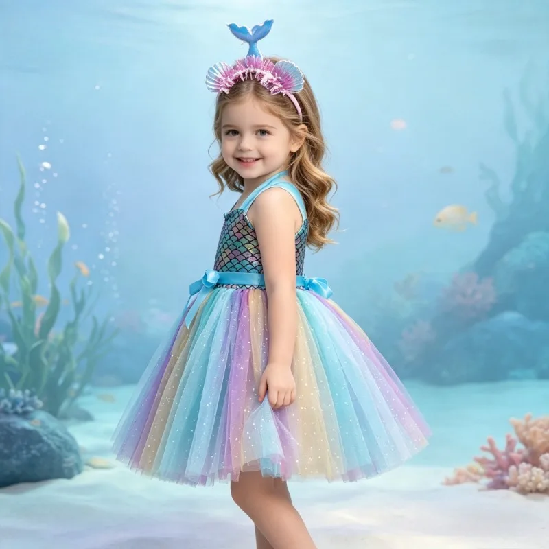 New 3-Piece Mermaid Girls Princess Dress, Sequin Tulle Fluffy Tutu Dress, Kids Outfit for Birthday Party Stage Performance
New 3-Piece Mermaid Girls Princess Dress, Sequin Tulle Fluffy Tutu Dress, Kids Outfit for Birthday Party Stage Performance