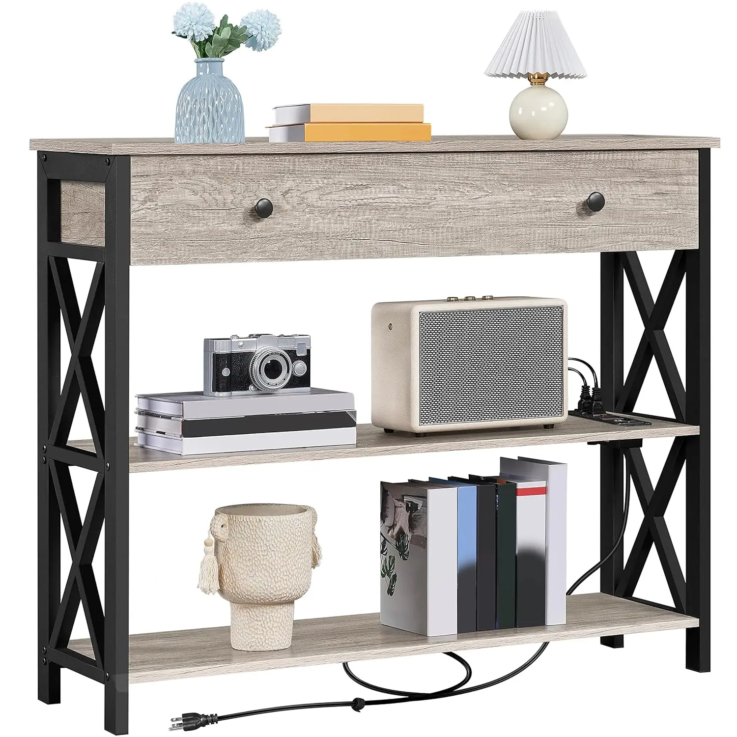 Console Table with Power Outlets USB Ports Wood Drawer Shelf Metal Frame Entryway Hallway Sofa,Customized
Console Table with Power Outlets USB Ports Wood Drawer Shelf Metal Frame Entryway Hallway Sofa,Customized