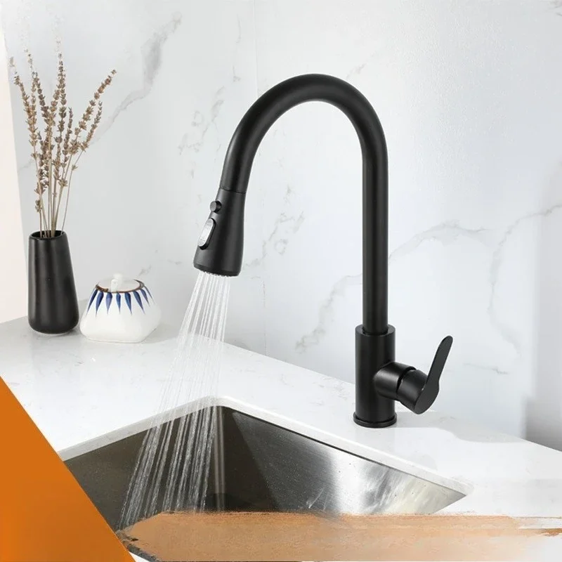 304 stainless steel gray kitchen sink retractable sink hot and cold tee pull-out household faucet
304 stainless steel gray kitchen sink retractable sink hot and cold tee pull-out household faucet