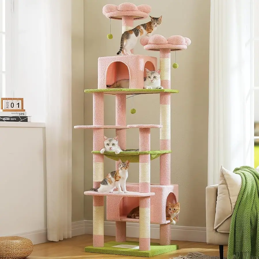 PAWZ Road Flower Cat Tree for Large Cats, 81 Inches Pink Tall Cat Tower with 2 Perches, 2 Condos and Spacious Hammock, XL Extra
PAWZ Road Flower Cat Tree for Large Cats, 81 Inches Pink Tall Cat Tower with 2 Perches, 2 Condos and Spacious Hammock, XL Extra