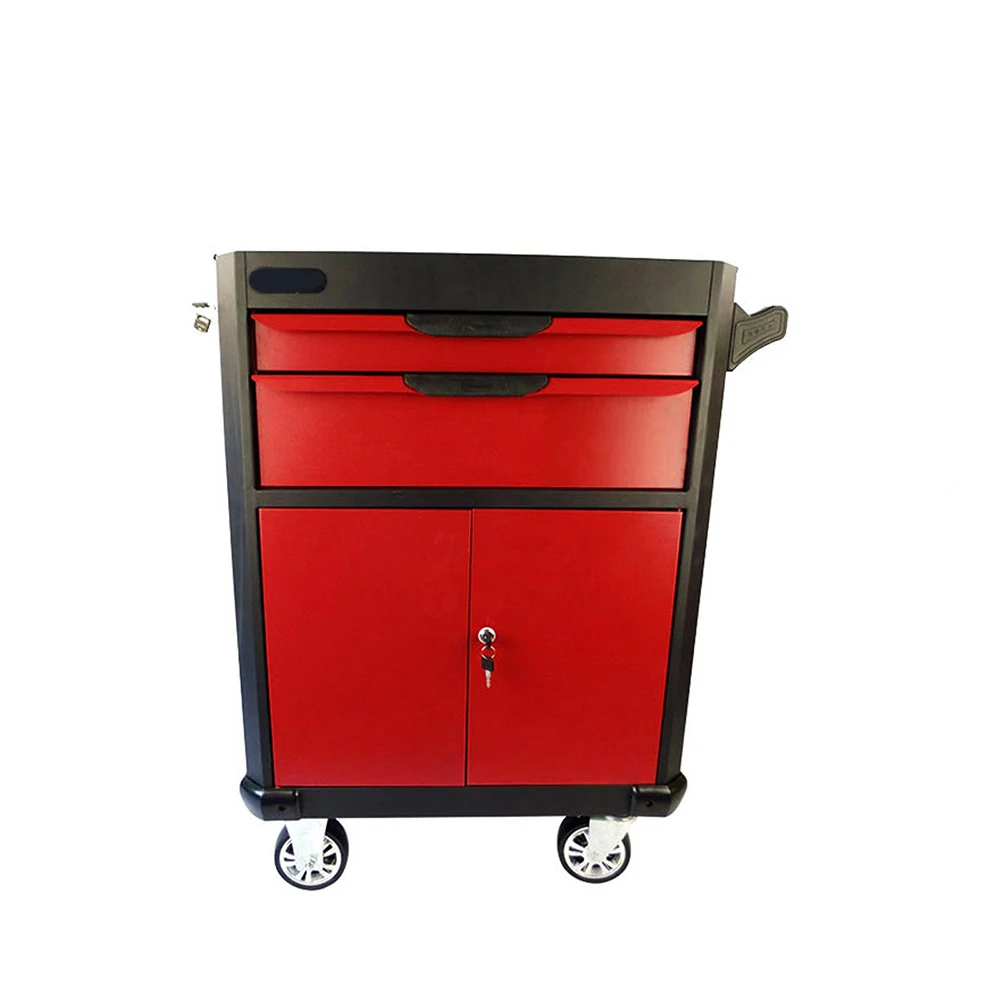 2-Drawer And 2-Door Red And Black Tool Chest Cabinet Box With Rolling Rollers For Car Or Workshop
2-Drawer And 2-Door Red And Black Tool Chest Cabinet Box With Rolling Rollers For Car Or Workshop