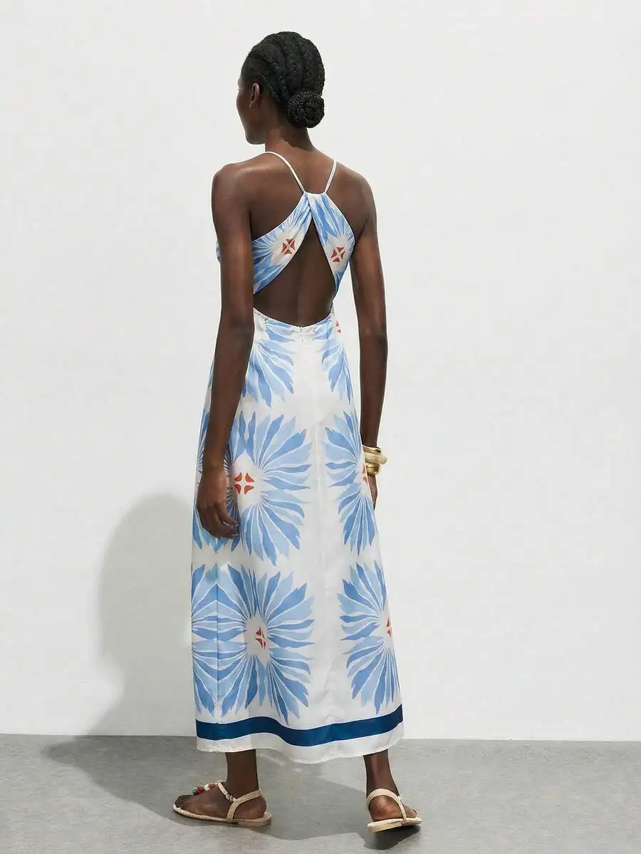Elegant Floral Print Spaghetti Strap Maxi Dress For Women Summer Vacation Boho Style
Elegant Floral Print Spaghetti Strap Maxi Dress For Women Summer Vacation Boho Style