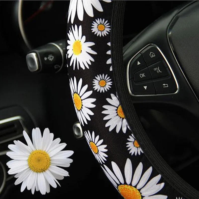 1 Pcs Car Steering Wheel Cover Protector Cover Car Daisy Printed Anti-Slip Cover Universal Car Interior Accessories 37-39cm
1 Pcs Car Steering Wheel Cover Protector Cover Car Daisy Printed Anti-Slip Cover Universal Car Interior Accessories 37-39cm