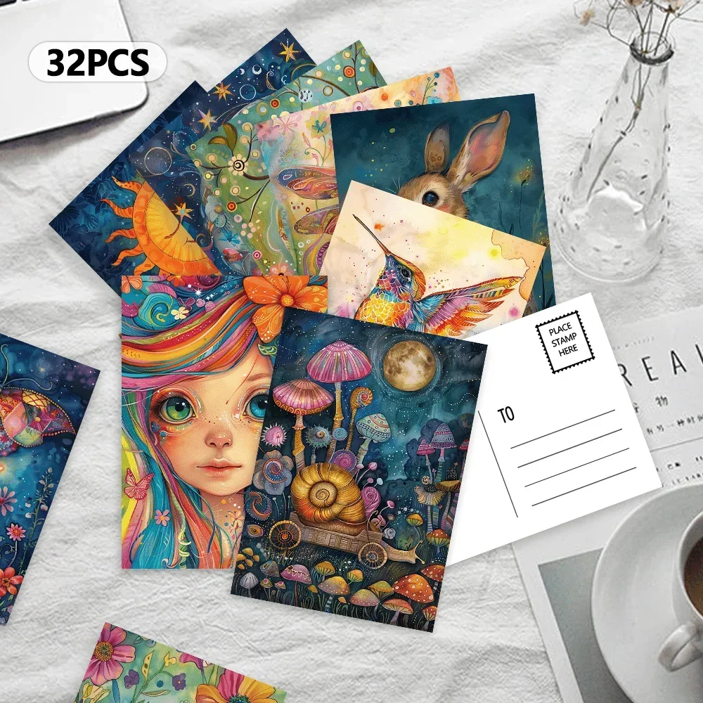 32pcs, Fantasy Forest, postcards, decoration/greeting cards/postcards, high-definition printing, collectible and mailable
32pcs, Fantasy Forest, postcards, decoration/greeting cards/postcards, high-definition printing, collectible and mailable