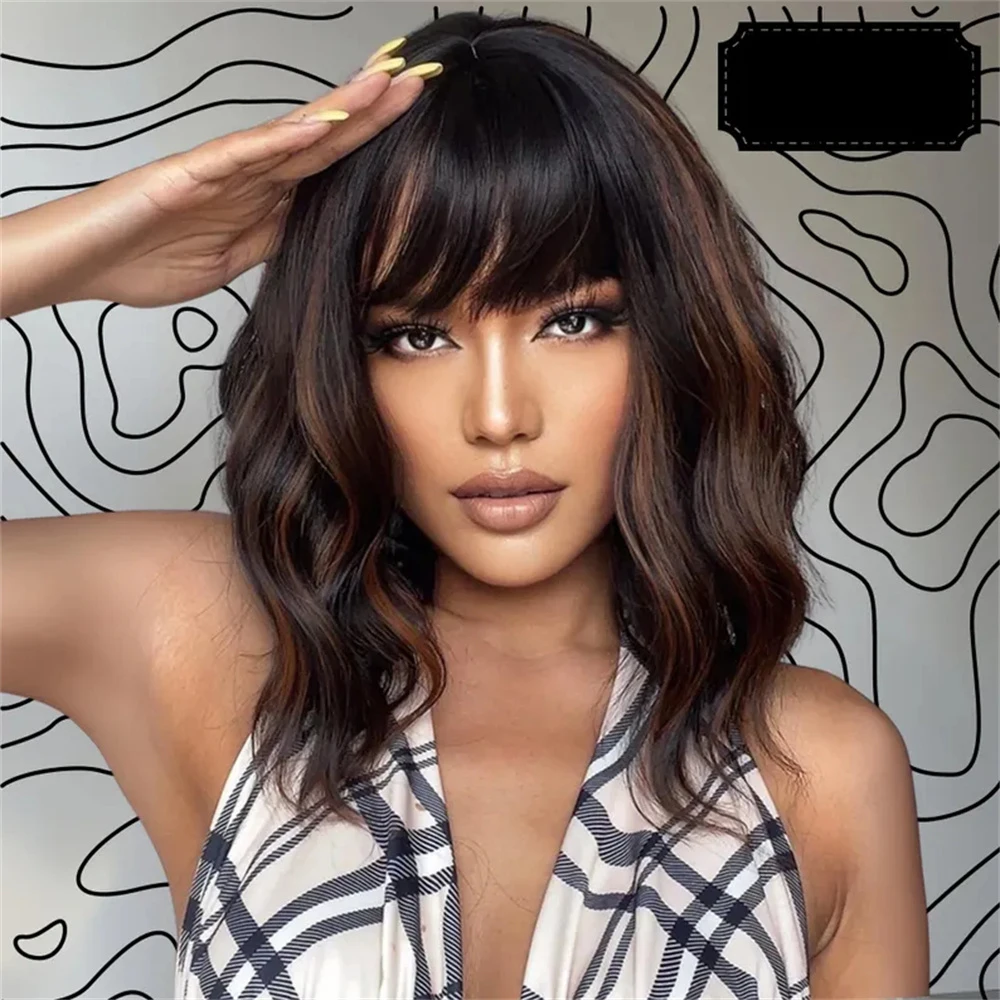 14-дюймовые короткие кудрявые волнистые парики с челкой, коричнево-красные с мелированием, для женщин, синтетические, на кружевной основе, с естественной волной, короткие парики для женщин
14-дюймовые короткие кудрявые волнистые парики с челкой, коричнево-красные с мелированием, для женщин, синтетические, на кружевной основе, с естественной волной, короткие парики для женщин