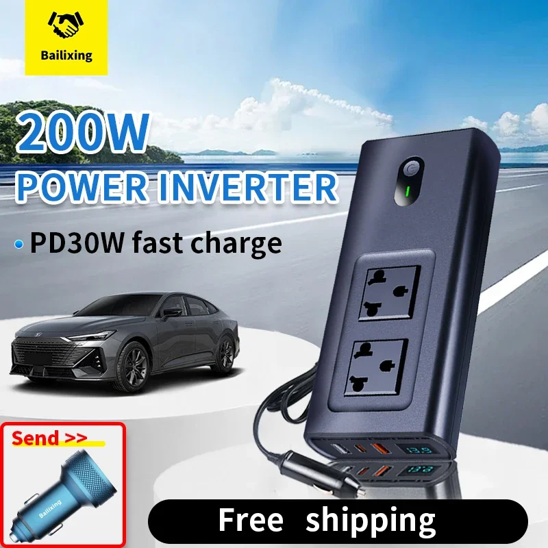 200W Car Inverter USB Type C 30W DC 12V to AC 220V 110V Auto Power Inversor Fast Charger For Car Power Adapter
200W Car Inverter USB Type C 30W DC 12V to AC 220V 110V Auto Power Inversor Fast Charger For Car Power Adapter