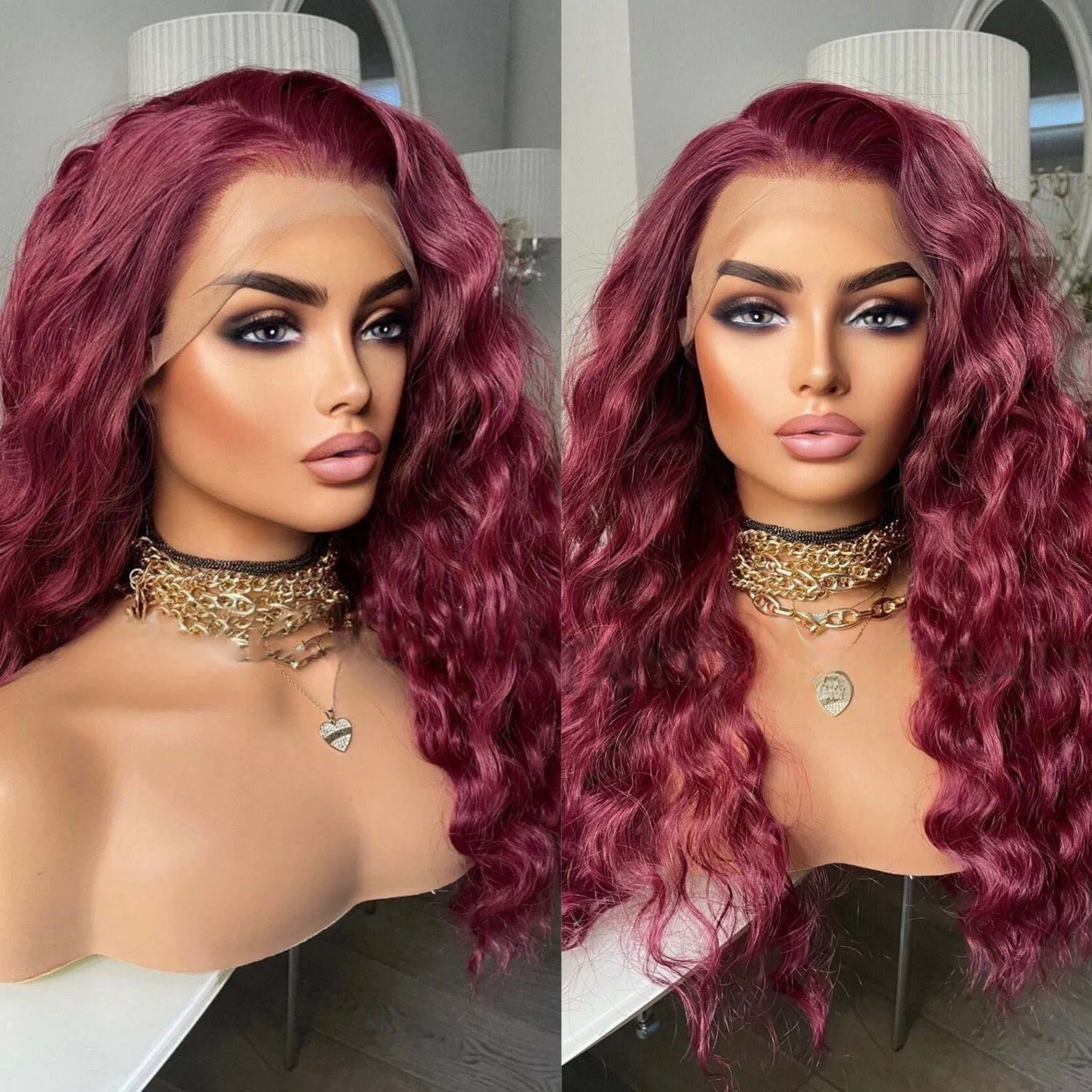 Red Wig Long Curly Synthetic Lace Front Wig Glueless Burgundy Deep Water Wave Frontal Lace Natural Wigs for Women Party Cosplay
Red Wig Long Curly Synthetic Lace Front Wig Glueless Burgundy Deep Water Wave Frontal Lace Natural Wigs for Women Party Cosplay