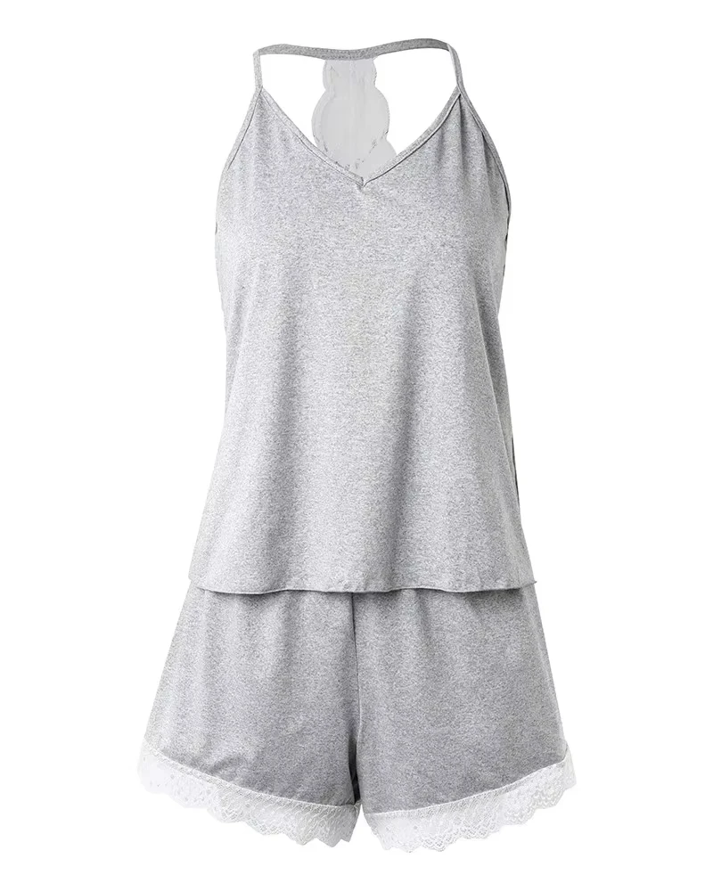 New Women's Grey Spaghetti Strap Pajama Set Lace Hem Cami Top and Shorts Soft Knit Sleepwear Loungewear Comfortable Casual Pjs
New Women's Grey Spaghetti Strap Pajama Set Lace Hem Cami Top and Shorts Soft Knit Sleepwear Loungewear Comfortable Casual Pjs