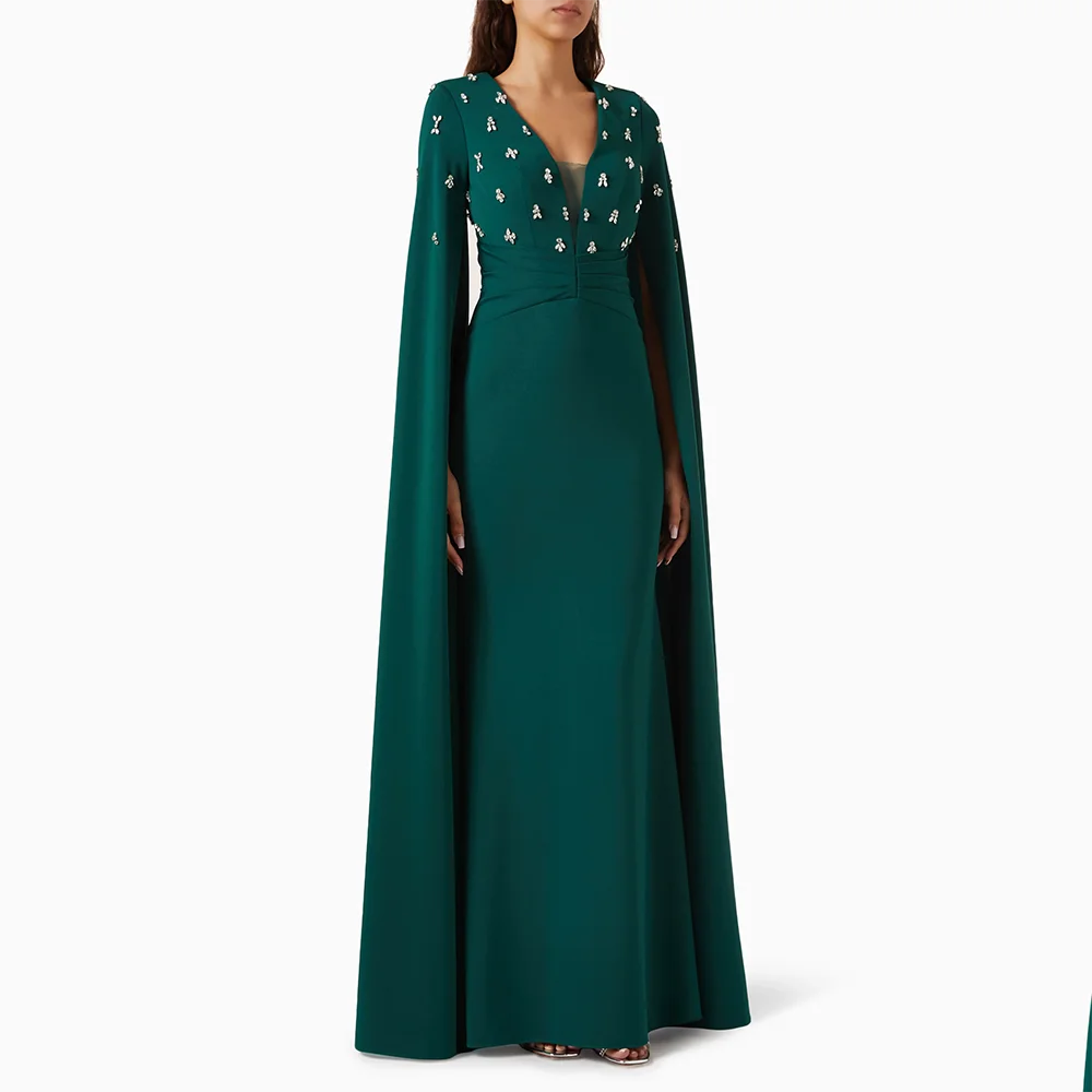Luxury Green V-neckProm Dress Long Slevees Crystal Prom Gown Straight Floor Length Evening Dress Customized 2026
Luxury Green V-neckProm Dress Long Slevees Crystal Prom Gown Straight Floor Length Evening Dress Customized 2026