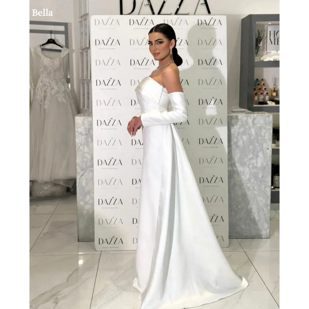 Bella Customized White A-line Satin Strapless Backless robes de soirée Sleeveless Evening Dresses Floor-Length Wedding Dress
Bella Customized White A-line Satin Strapless Backless robes de soirée Sleeveless Evening Dresses Floor-Length Wedding Dress
