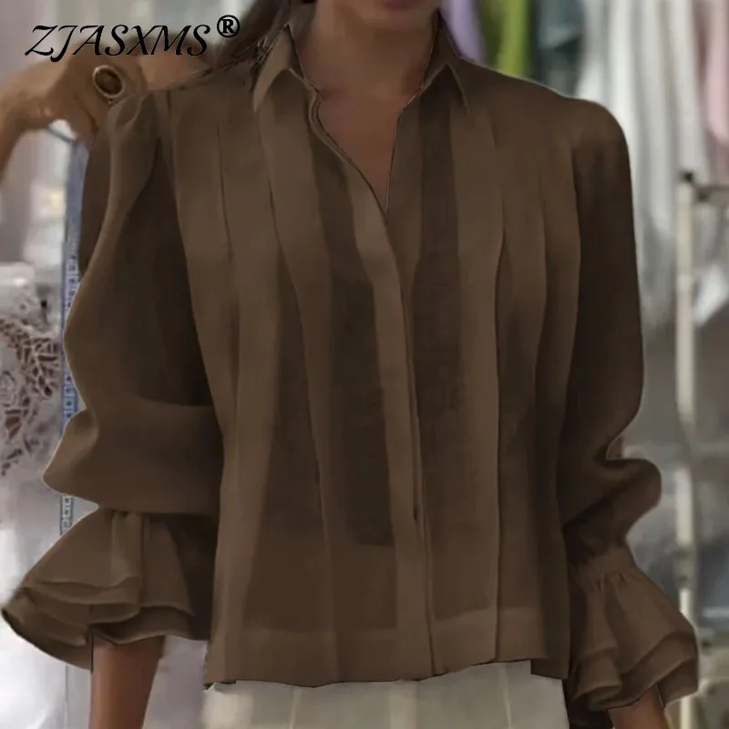 Fall Butterfly Long Sleeve Pleated Shirts & Blouses Woman Button Lapel Neck Office Top Spring Casual Solid Loose Blusas Harajuku
Fall Butterfly Long Sleeve Pleated Shirts & Blouses Woman Button Lapel Neck Office Top Spring Casual Solid Loose Blusas Harajuku