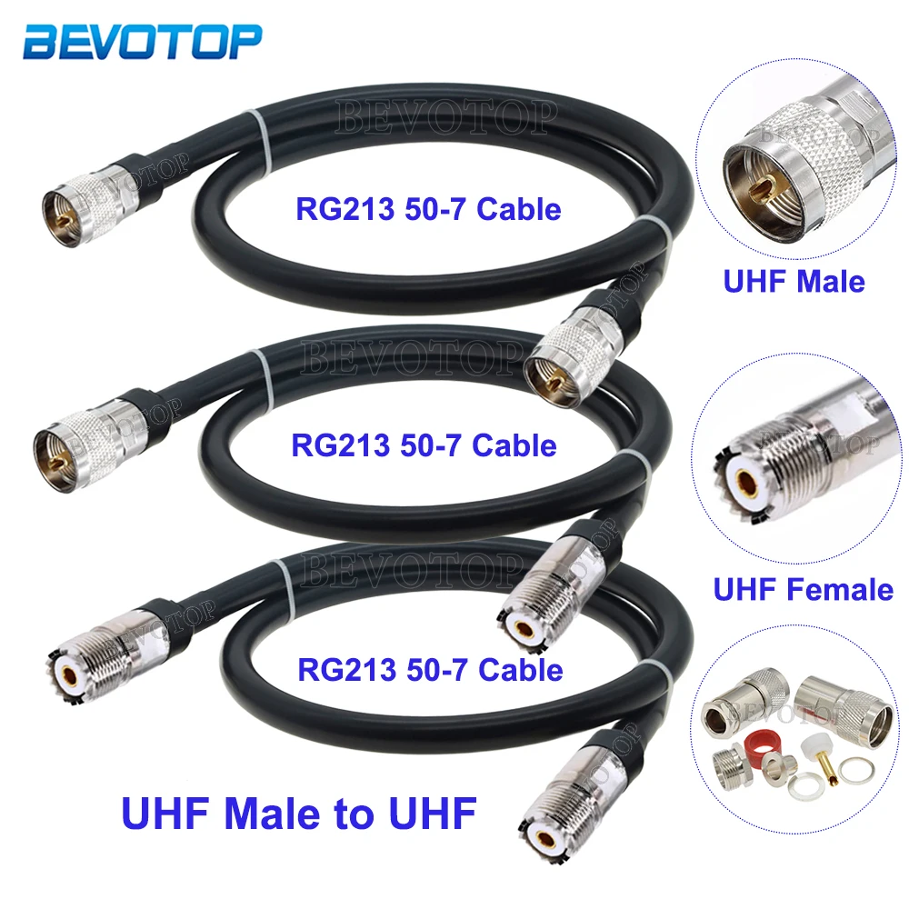RG213 Cable PL259 UHF Male to UHF Male/UHF Female 50 Ohm Low Loss Pigtail Extension Jumper for CB Radio Ham Radio FM Transmitter
RG213 Cable PL259 UHF Male to UHF Male/UHF Female 50 Ohm Low Loss Pigtail Extension Jumper for CB Radio Ham Radio FM Transmitter