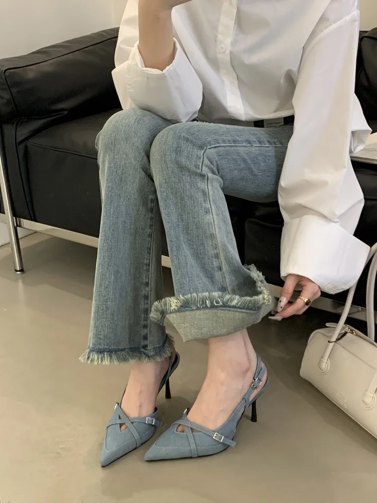 Eilyken, estilo callejero, zapatos de tacón sexis con hebilla y correa para mujer, zapatos de tacón alto finos con punta estrecha, zapatos con talón descubierto para fiesta y banquete Eilyken, estilo callejero, zapatos de tacón sexis con hebilla y correa para mujer, zapatos de tacón alto finos con punta estrecha, zapatos con talón descubierto para fiesta y banquete