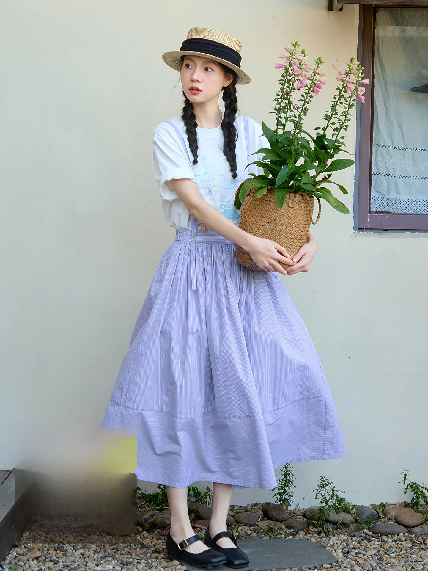 Original Japanese Style High Waist A-Line Skirt Women's Summer Loose Fit Stripe Cotton Half Skirt Detachable Strap Skirt
Original Japanese Style High Waist A-Line Skirt Women's Summer Loose Fit Stripe Cotton Half Skirt Detachable Strap Skirt