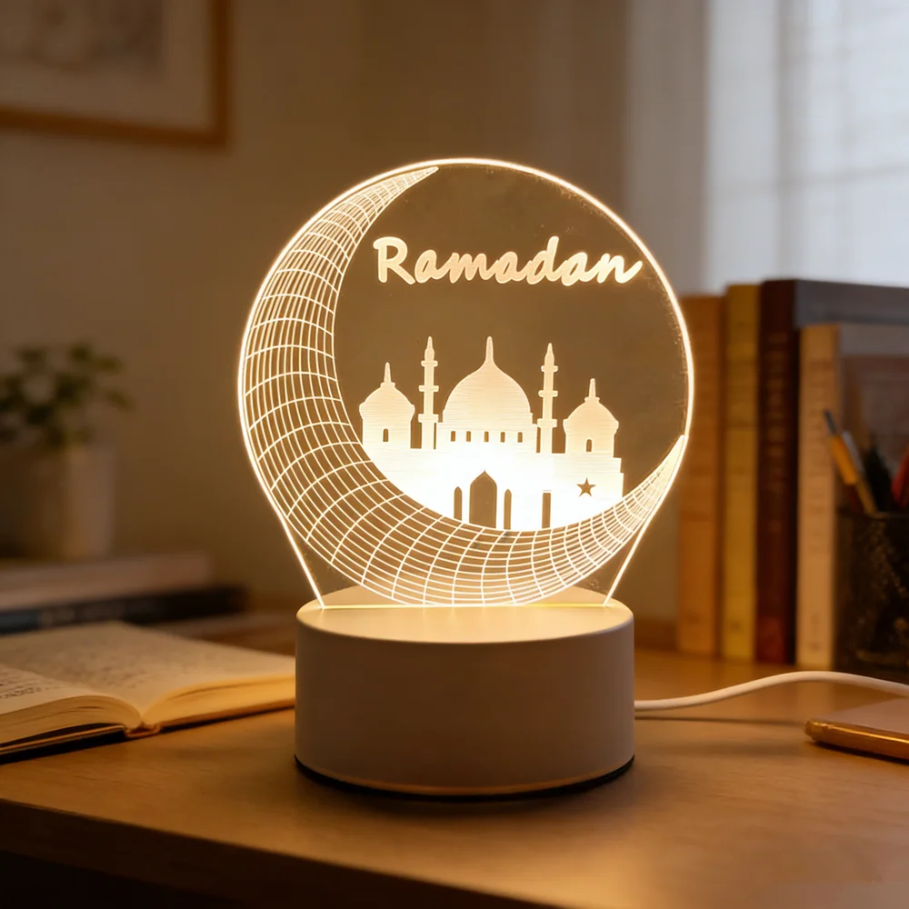 EID Mubarak Ornaments LED USB Operated Neon Lamp Bedroom 3D Acrylic Night Light Muslim Ramadan Festival Supplies Home Decor
EID Mubarak Ornaments LED USB Operated Neon Lamp Bedroom 3D Acrylic Night Light Muslim Ramadan Festival Supplies Home Decor