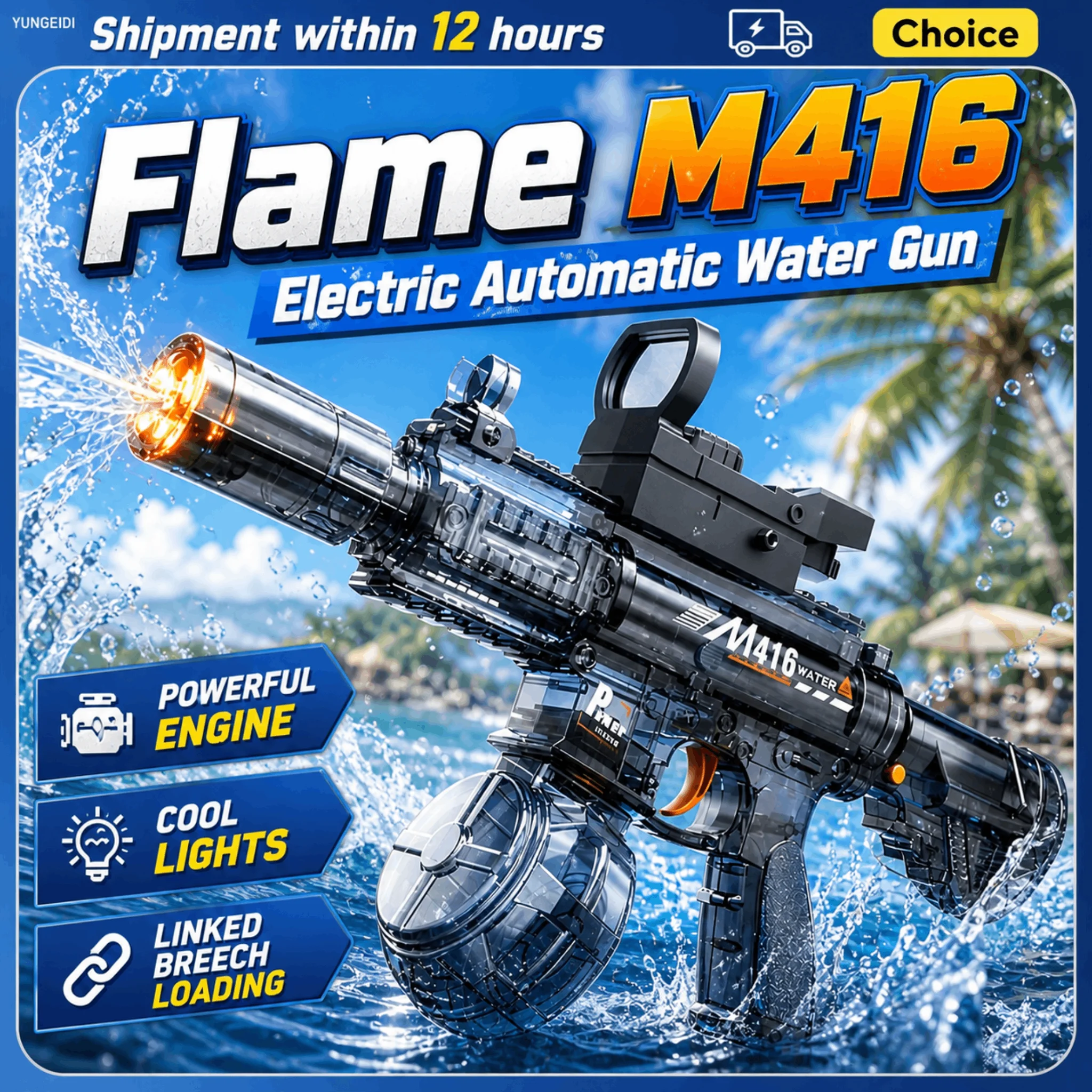 M416 Electric Water Gun Fully Automatic with Flash, High-speed Continuous Shooting Summer Outdoor Toy Water Gun Children's Gift
M416 Electric Water Gun Fully Automatic with Flash, High-speed Continuous Shooting Summer Outdoor Toy Water Gun Children's Gift