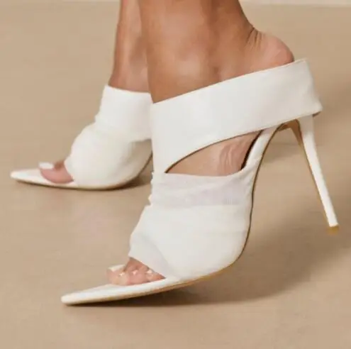 New Ladies White Orange Leather Suede Patchwork Pointed Peep Toe Hollow Thin Heels Slip On Slippers Woman Slide Party Sandals
New Ladies White Orange Leather Suede Patchwork Pointed Peep Toe Hollow Thin Heels Slip On Slippers Woman Slide Party Sandals