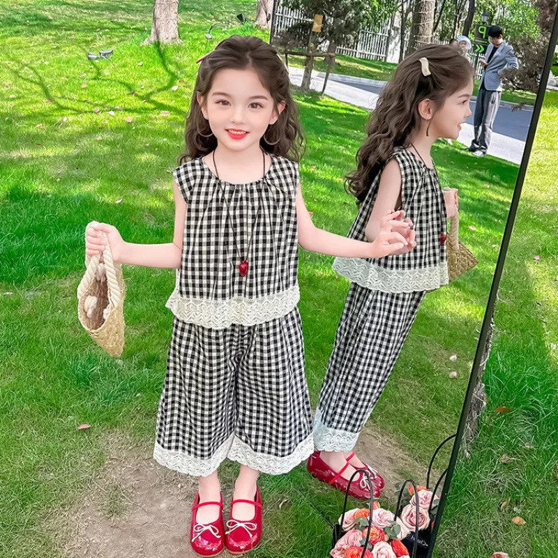 Girls Summer 2026 New Style Super Beautiful and Fashionable Girls Summer Thin Checkered Lace Set Childrens Clothes 2 Pcs Sets
Girls Summer 2026 New Style Super Beautiful and Fashionable Girls Summer Thin Checkered Lace Set Childrens Clothes 2 Pcs Sets