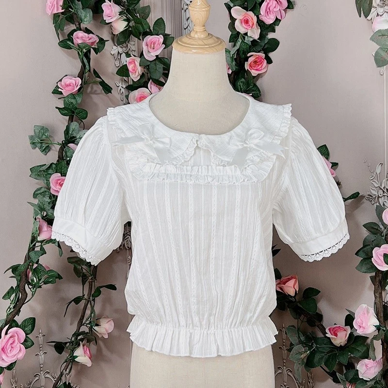 Lolita Cute Bow Shirt Women Vintage Cropped Puffy Sleeve Kawaii White Blouse Casual Summer Japan Lady Lace Patchwork Retro Tops
Lolita Cute Bow Shirt Women Vintage Cropped Puffy Sleeve Kawaii White Blouse Casual Summer Japan Lady Lace Patchwork Retro Tops