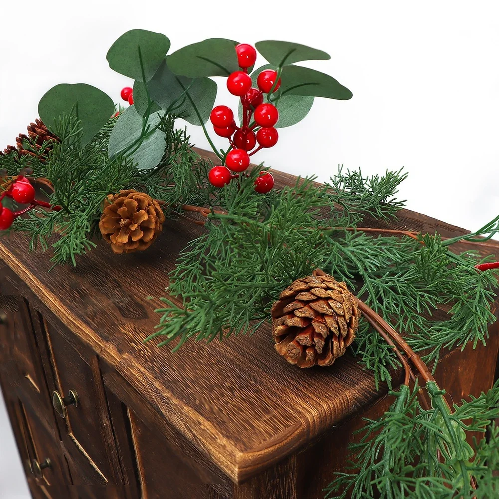 Indoor Festive Garland Made of Silk Mesh Pine Needles Red Berries Eucalyptus Leaves and Pinecones for Seasonal Home Styling
Indoor Festive Garland Made of Silk Mesh Pine Needles Red Berries Eucalyptus Leaves and Pinecones for Seasonal Home Styling