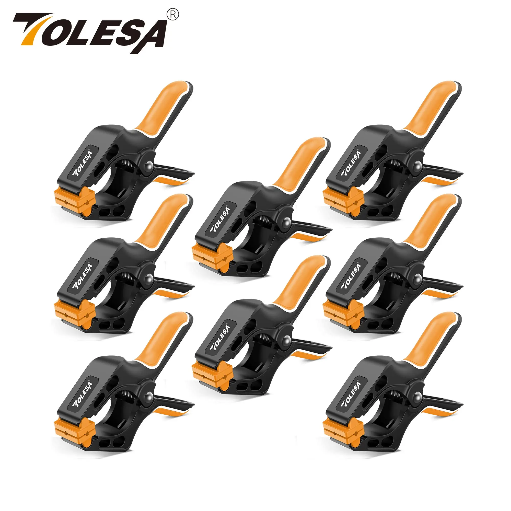 TOLESA 4" Spring Clamps for Woodworking Powerful Force 8PCS Nylon Clamp with Double Layer Handle for Gluing, Clamping, Securing
TOLESA 4" Spring Clamps for Woodworking Powerful Force 8PCS Nylon Clamp with Double Layer Handle for Gluing, Clamping, Securing