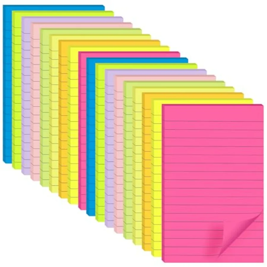 18 Pack Lined Sticky Notes 4x6 in Post, Self-Stick Pads Bright Colors Sticky Note, Recyclable, Easy to Post for Home, Office, S
18 Pack Lined Sticky Notes 4x6 in Post, Self-Stick Pads Bright Colors Sticky Note, Recyclable, Easy to Post for Home, Office, S