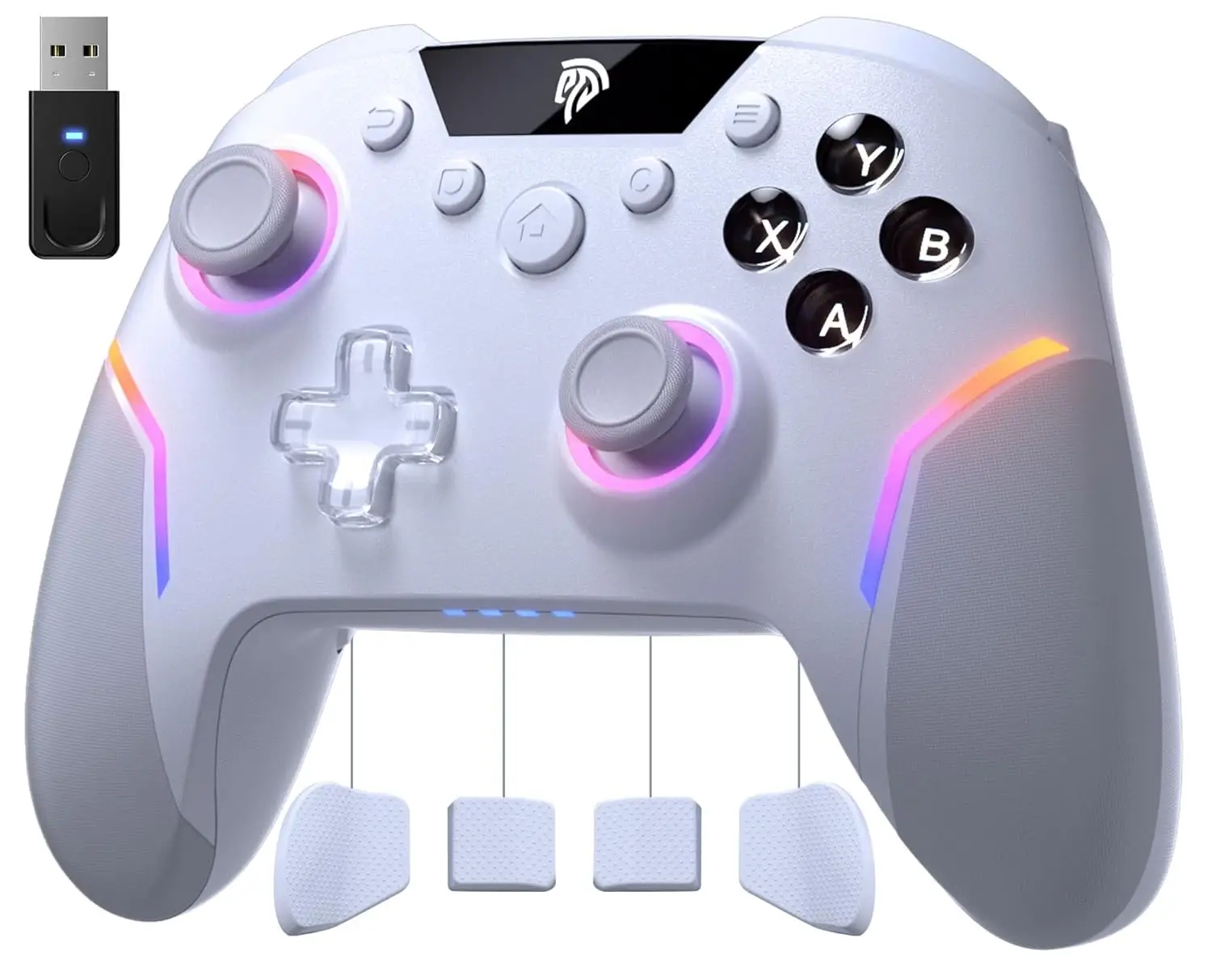 Wireless Gaming Controller with RGB, Hall Effect Sticks, 1000Hz Polling Rate, 6-Axis Gyro, Mech Buttons for PC/Switch/Android
Wireless Gaming Controller with RGB, Hall Effect Sticks, 1000Hz Polling Rate, 6-Axis Gyro, Mech Buttons for PC/Switch/Android