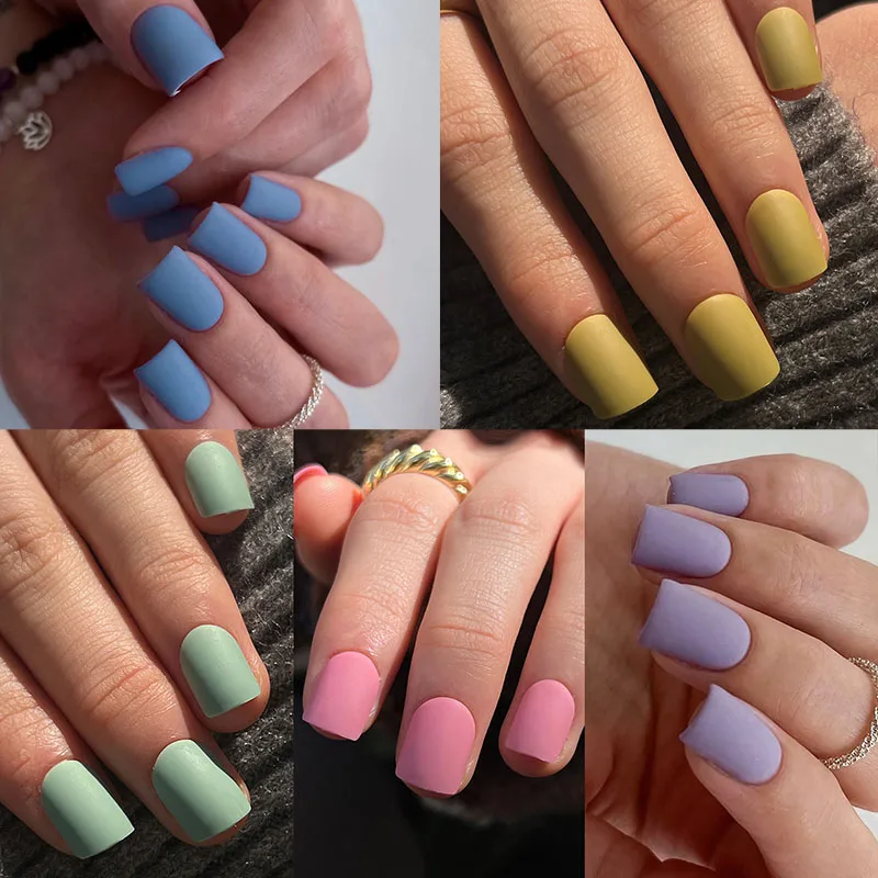 Frosted Matte Solid Color Detachable Nail Art Short Square Fake Nails Wearable Finished False Nails Press on Nails with Glue
Frosted Matte Solid Color Detachable Nail Art Short Square Fake Nails Wearable Finished False Nails Press on Nails with Glue