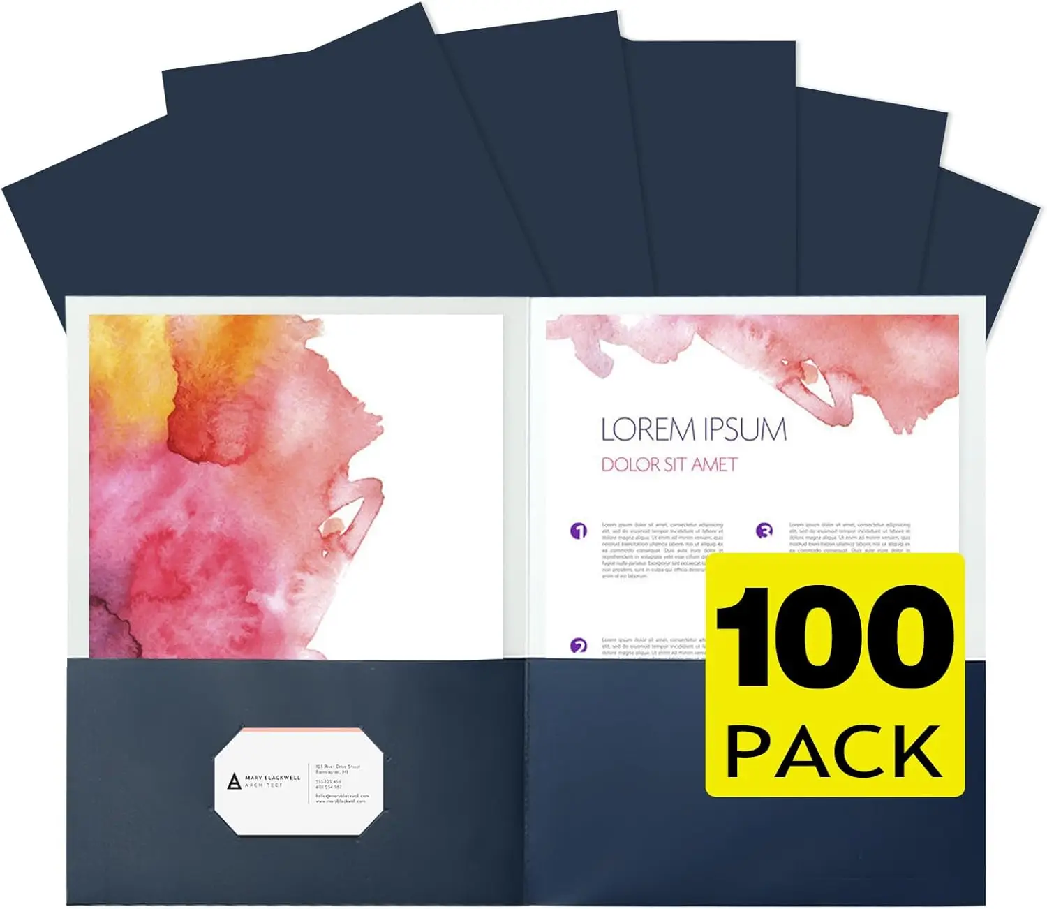 100 Pack Two Pocket Folders, Blue with Assorted Colors, Thick Paper for School Office Home Use
100 Pack Two Pocket Folders, Blue with Assorted Colors, Thick Paper for School Office Home Use