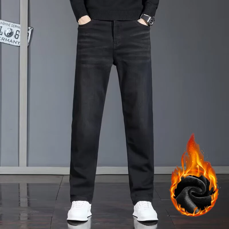 Men Winter Thermal Straight Leg Jeans Youth Popular Loose Casual Trousers Male Trend Thickened Warm Stretch Denim Pants
Men Winter Thermal Straight Leg Jeans Youth Popular Loose Casual Trousers Male Trend Thickened Warm Stretch Denim Pants