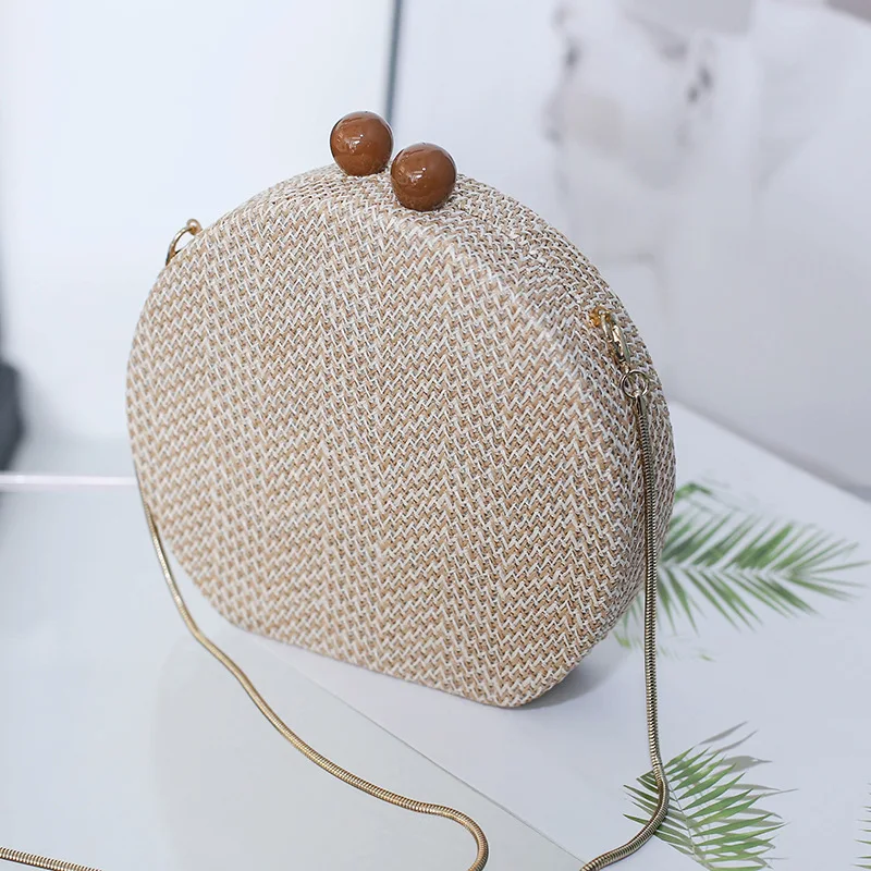 Women's Bag Fashion Round Straw Woven Shoulder Bag Oblique Crossbody Metal Chain Bag Handbag
Women's Bag Fashion Round Straw Woven Shoulder Bag Oblique Crossbody Metal Chain Bag Handbag