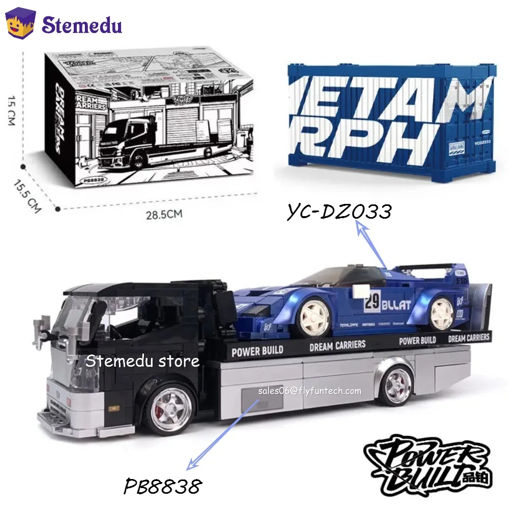 Power Built YC-DZ033 PB8838 Building Blocks Trailer Truck Vehicle Super car Technical Blue Sports Car Model Bricks Toys Gifts
Power Built YC-DZ033 PB8838 Building Blocks Trailer Truck Vehicle Super car Technical Blue Sports Car Model Bricks Toys Gifts