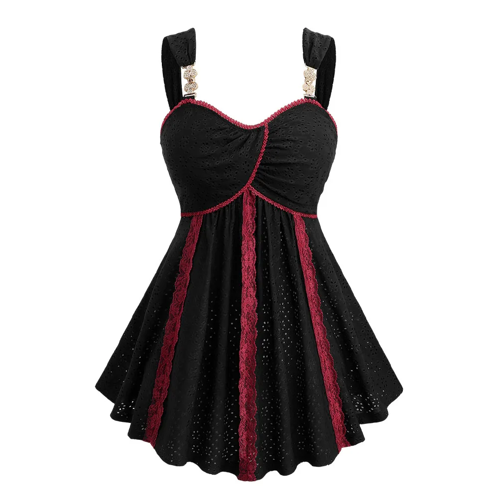 ROSEGAL Plus Size women's Tops Casual Vest Jacquard Pointelle Hollow Out Contrast Piping Lace Trim Two Tone Tank Top
ROSEGAL Plus Size women's Tops Casual Vest Jacquard Pointelle Hollow Out Contrast Piping Lace Trim Two Tone Tank Top