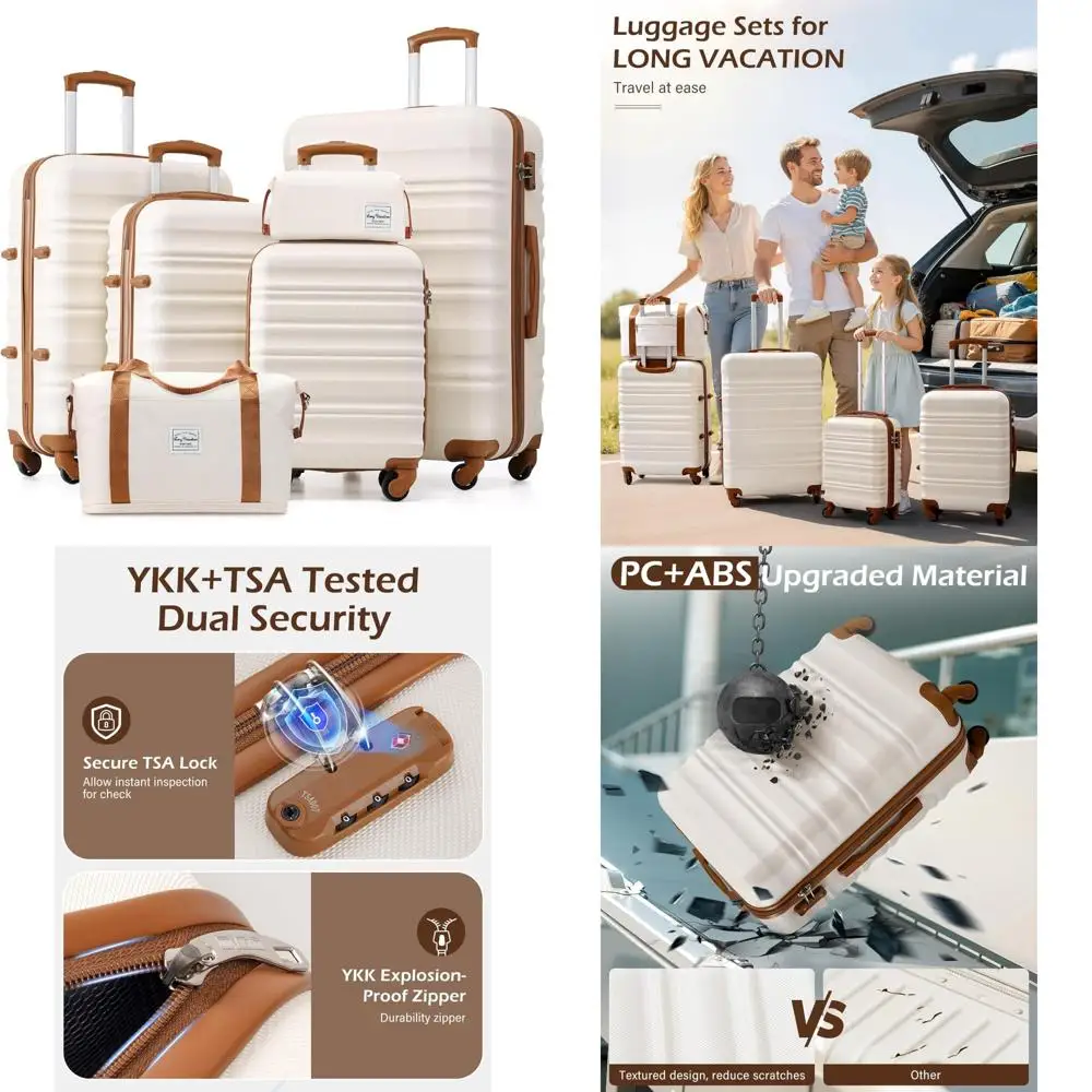 Комплект багажа из 6 предметов: чемодан для ручной клади с твердым корпусом из АБС-пластика + ПК, вращающиеся колеса, молния ykk, замок tsa (бело-коричневый)
Комплект багажа из 6 предметов: чемодан для ручной клади с твердым корпусом из АБС-пластика + ПК, вращающиеся колеса, молния ykk, замок tsa (бело-коричневый)