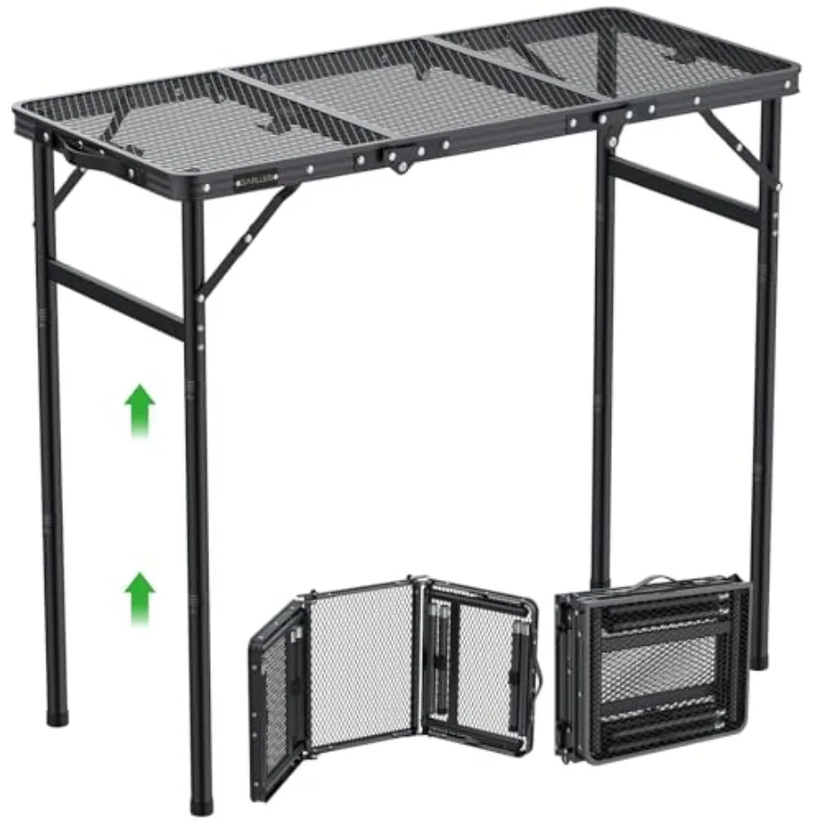 Portable aluminum folding grill table for BBQ, picnic, cooking; heat-resistant tabletop; black; 3-height adjustable, lightweigh
Portable aluminum folding grill table for BBQ, picnic, cooking; heat-resistant tabletop; black; 3-height adjustable, lightweigh