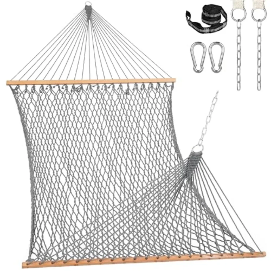 12Feet Double Rope Hammocks 2 Person Hand Woven Cotton Hammock with Spreader Bar Carabiner Tree Strap Chain for Outside FIT 13-
12Feet Double Rope Hammocks 2 Person Hand Woven Cotton Hammock with Spreader Bar Carabiner Tree Strap Chain for Outside FIT 13-