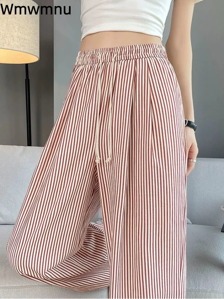 Striped Lace-Up Wide Leg Pants Korean Fashion Women's Casual Baggy Spodnie Trousers Drawstring Loose Straight Pantalones
Striped Lace-Up Wide Leg Pants Korean Fashion Women's Casual Baggy Spodnie Trousers Drawstring Loose Straight Pantalones