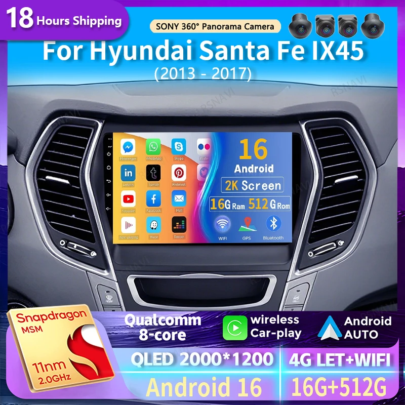 Android 16 Carplay Auto 2K Screen Car Radio Multimedia Player For Hyundai Santa Fe 3 2013 - 2016 Autoradio GPS Stereo Head Unit
Android 16 Carplay Auto 2K Screen Car Radio Multimedia Player For Hyundai Santa Fe 3 2013 - 2016 Autoradio GPS Stereo Head Unit