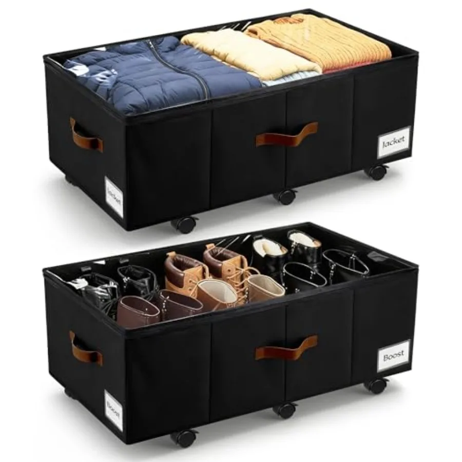 Under Bed Storage with Wheels, Underbed Storage with Sturdy Sidewalls/Bottom, Clear Cover, Label and PU Handle, Rolling Under B
Under Bed Storage with Wheels, Underbed Storage with Sturdy Sidewalls/Bottom, Clear Cover, Label and PU Handle, Rolling Under B