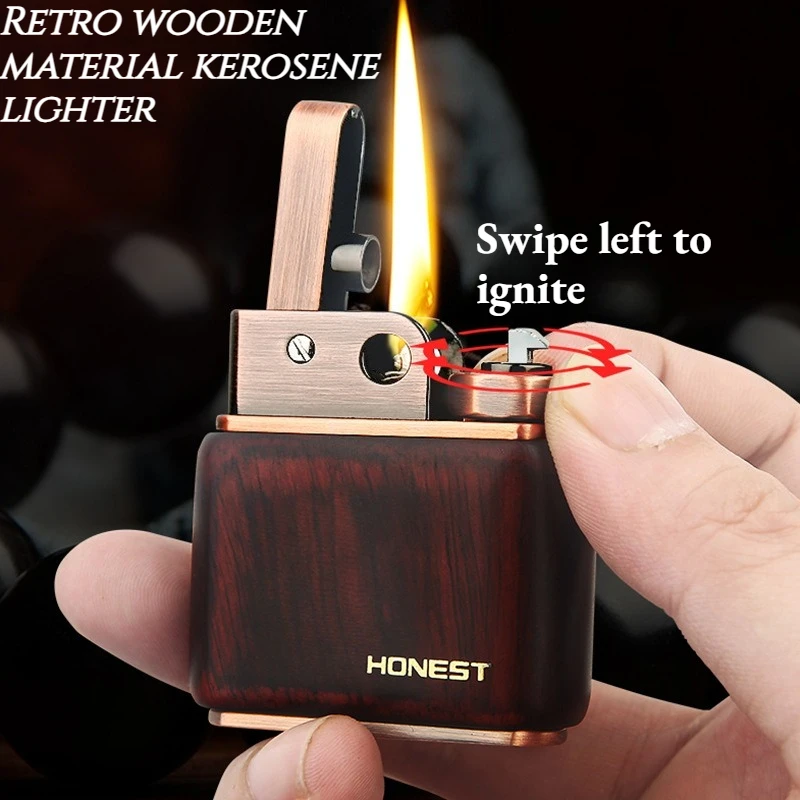 Jintian Retro Wooden Material Lighter with Dust-proof Decorative Cover Left-Sliding To Light Bottom Oil Lock Design
Jintian Retro Wooden Material Lighter with Dust-proof Decorative Cover Left-Sliding To Light Bottom Oil Lock Design