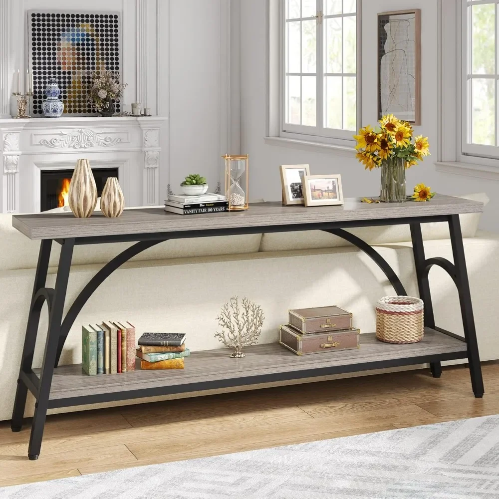 70.8”Sofa Tables, Extra Long Console Tables for Entryway, 2 Tier TV Stand with Black Steel Frame for Living Room
70.8”Sofa Tables, Extra Long Console Tables for Entryway, 2 Tier TV Stand with Black Steel Frame for Living Room