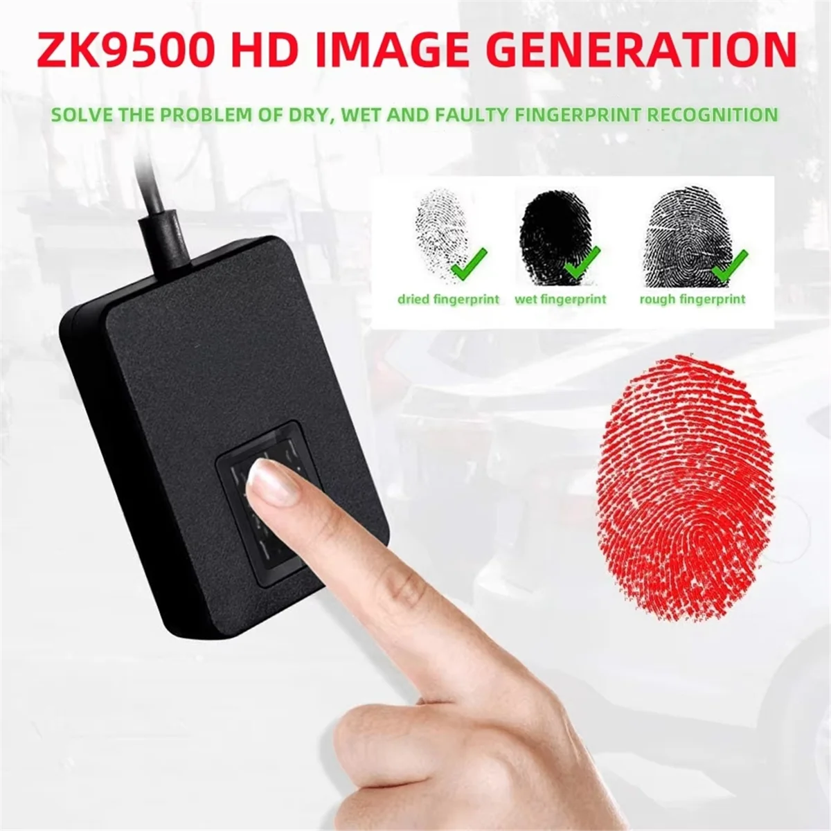 A45U ZK9500 USB Biometric Fingerprint Scanner for PC Desktop for Android Mobile, High Resolution Optical Reader