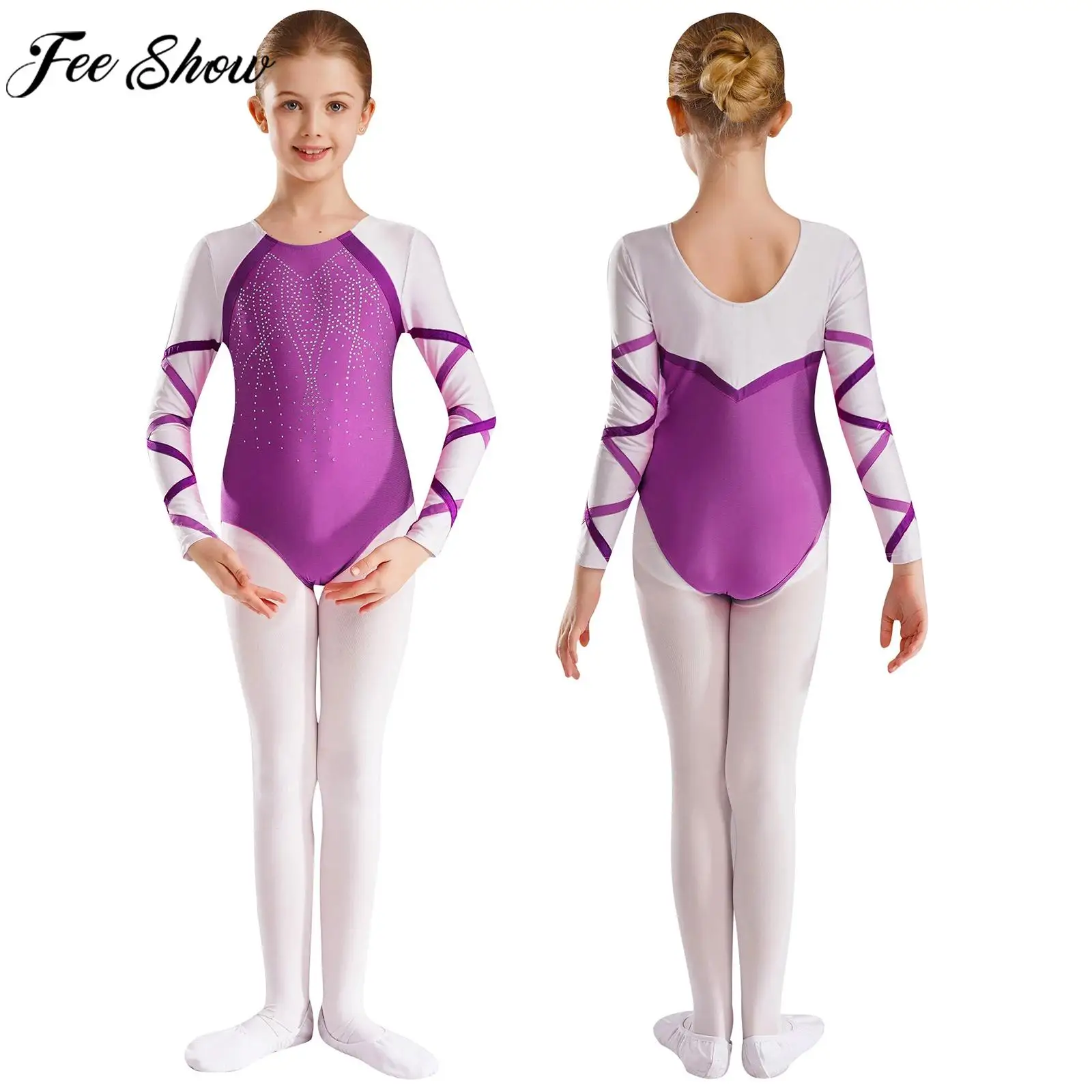 Children Girls Gymnastics Ballet Dance Leotard Long Sleeve Shiny Rhinestone Bodysuit for Figure Skating Acrobatics Performance
Children Girls Gymnastics Ballet Dance Leotard Long Sleeve Shiny Rhinestone Bodysuit for Figure Skating Acrobatics Performance