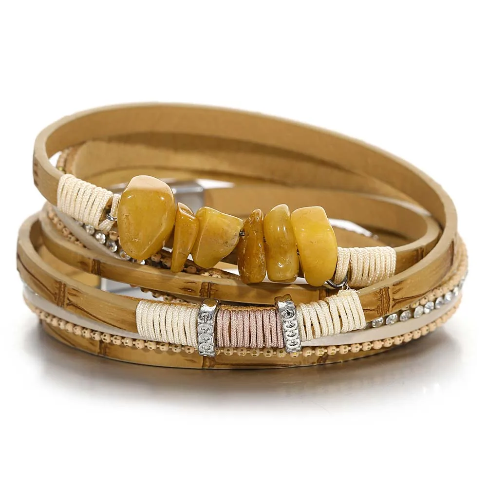 Amorcome Boho Natural Stones Charm Wrap Bracelet for Women Trendy Shiny Rhinestone Bamboo Striped Leather Bracelet Femme Jewelry
Amorcome Boho Natural Stones Charm Wrap Bracelet for Women Trendy Shiny Rhinestone Bamboo Striped Leather Bracelet Femme Jewelry