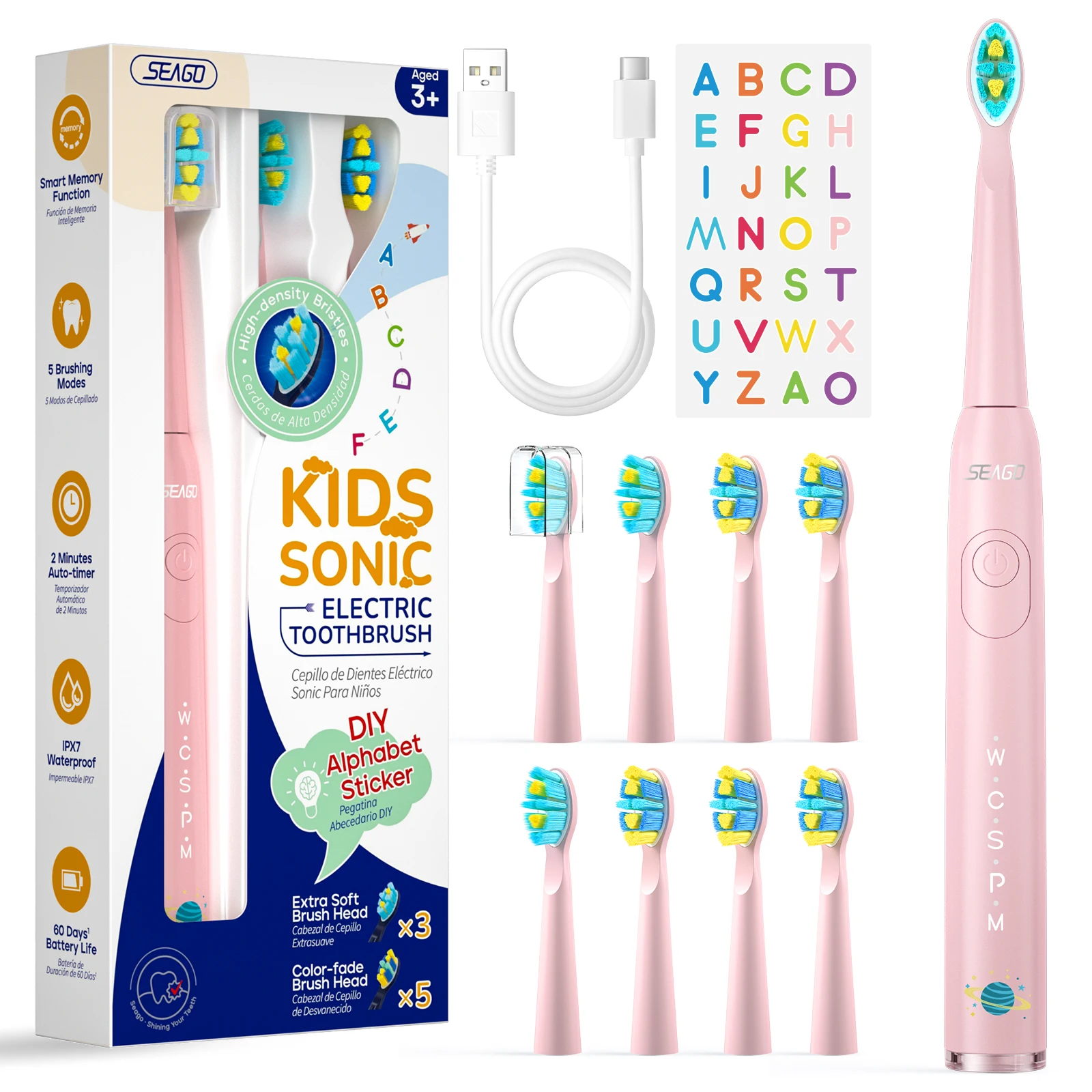 Детская электрическая зубная щетка с 8 сменными насадками, наклейками DIY, 5 режимами чистки, синий, розовый, желтый, 3 цвета, мягкая щетина
Детская электрическая зубная щетка с 8 сменными насадками, наклейками DIY, 5 режимами чистки, синий, розовый, желтый, 3 цвета, мягкая щетина