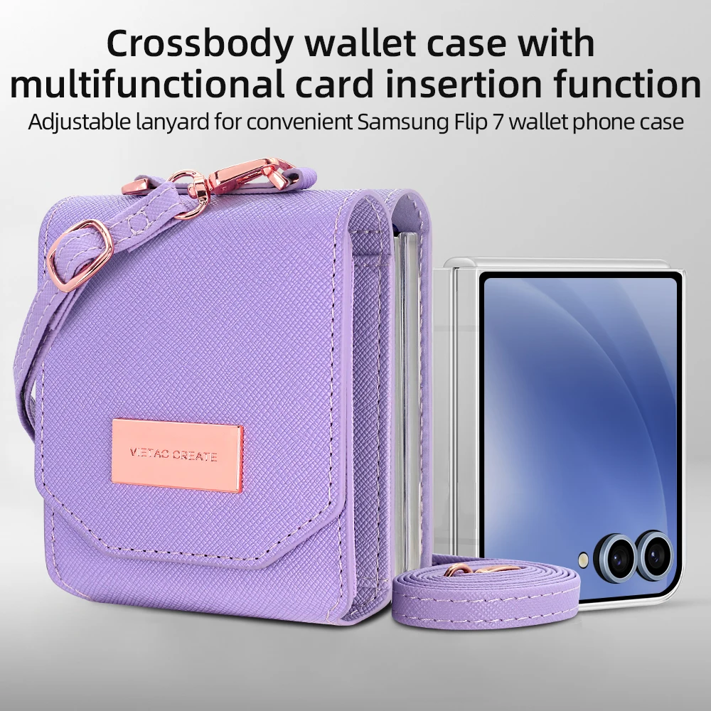 VIETAO Purple PU Leather Cards Holder Wallet Phone Case With Adjustable Crossbody Strap Compatible With Galaxy Z Flip 7/6/5/4/3
VIETAO Purple PU Leather Cards Holder Wallet Phone Case With Adjustable Crossbody Strap Compatible With Galaxy Z Flip 7/6/5/4/3