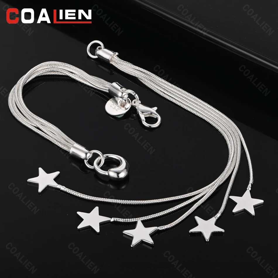 COALIEN 925 Sterling Silver Five Snake Chain Tassel Star Bracelet Women Fashion Charm Jewelry
COALIEN 925 Sterling Silver Five Snake Chain Tassel Star Bracelet Women Fashion Charm Jewelry
