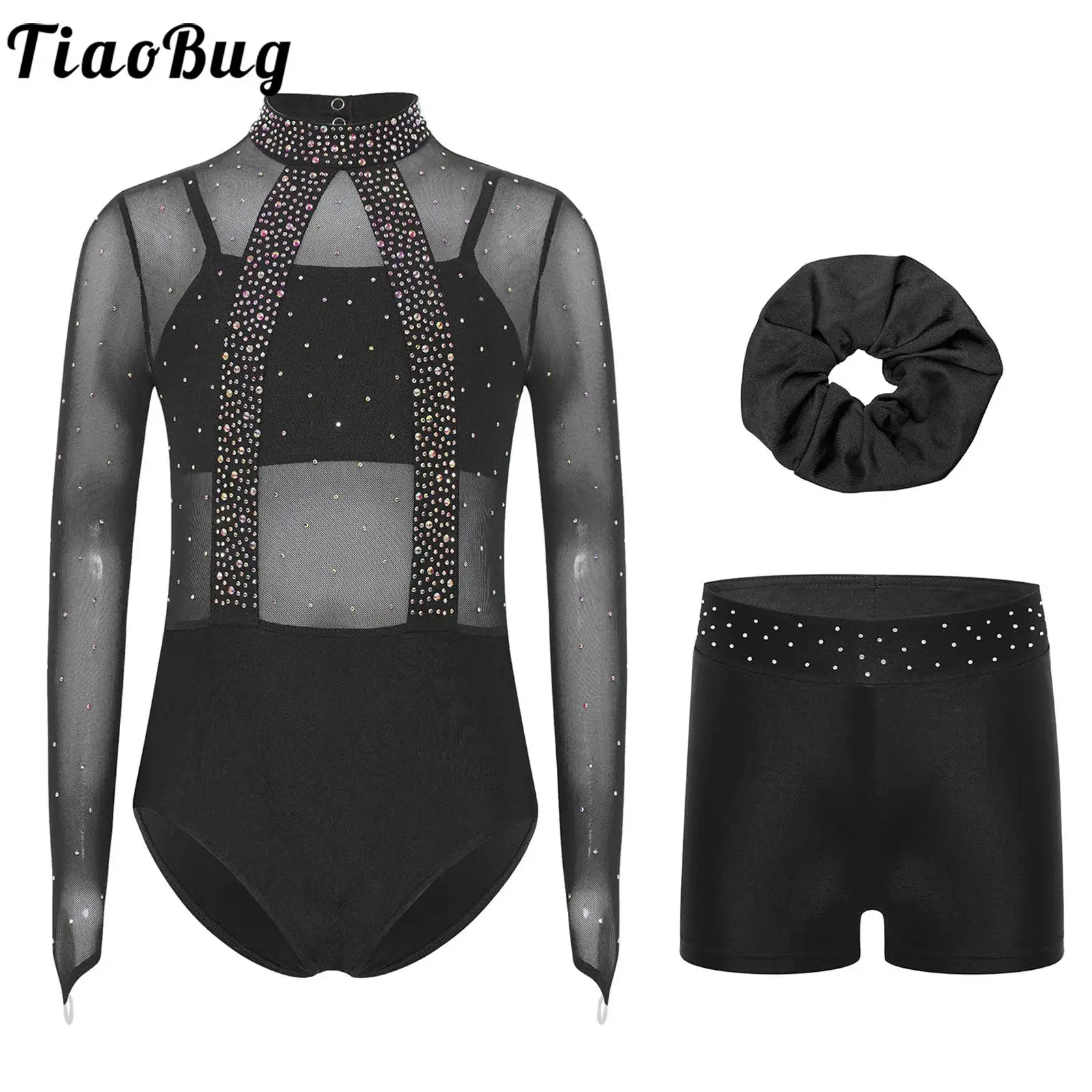 Kids Girls Ballet Gymnastics Dance Performance Outfit Long Sleeve Rhinestones Sheer Mesh Bodice Leotard with Shorts and Hairband
Kids Girls Ballet Gymnastics Dance Performance Outfit Long Sleeve Rhinestones Sheer Mesh Bodice Leotard with Shorts and Hairband